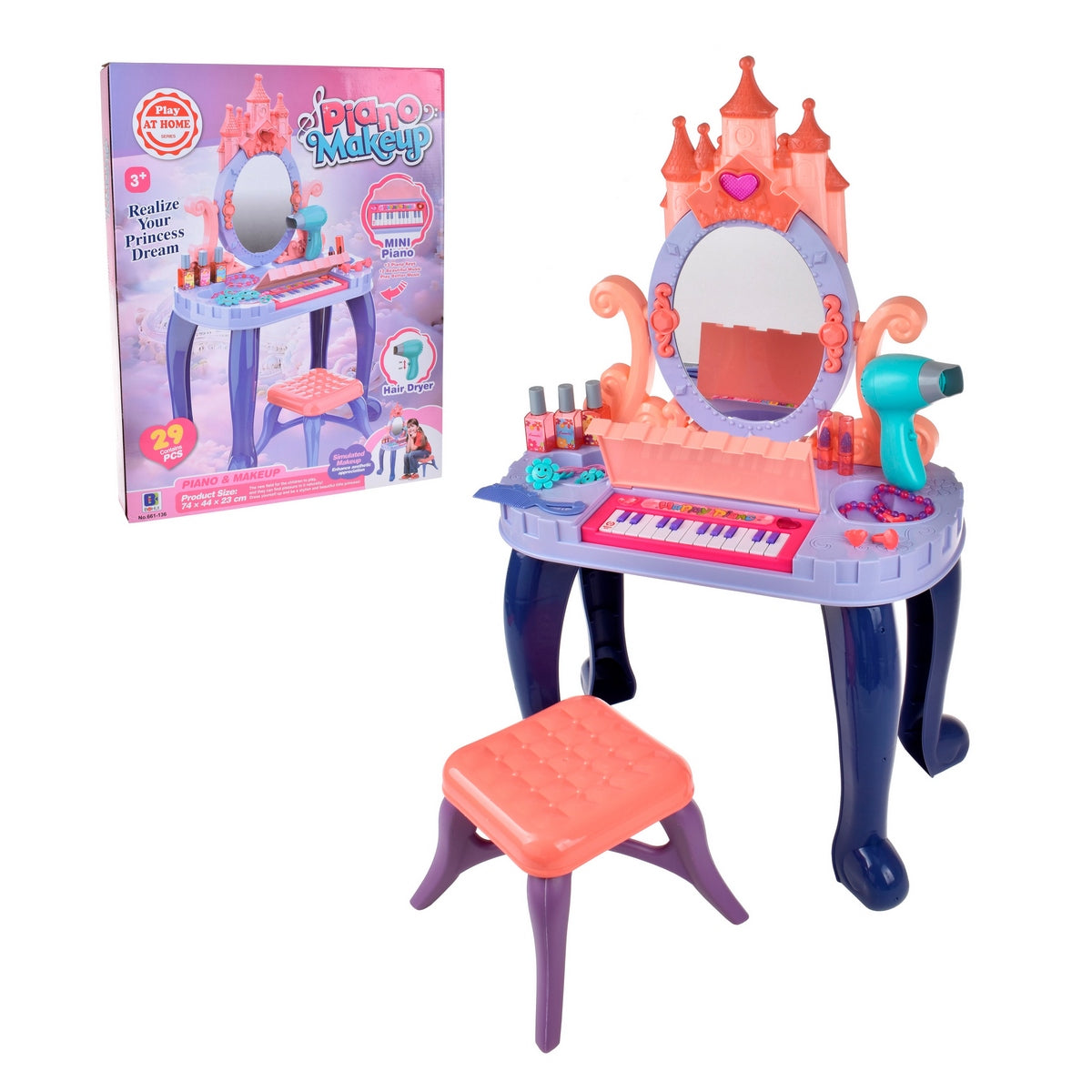 Tocador De Princesa Con Piano Y Piso Y Accesorios Categoría: Cosméticos y belleza Tipo producto: Pianos y teclados